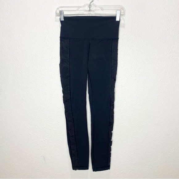 Lululemon Rise and Flow Mesh Criss Cross Leggings *Full-On Luxtreme* In Black 4 - Picture 4 of 9